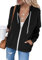 Damen Langarm Hoodie Sweatjacke Einfarbig Reißverschluss Pullover Kapuzenjacke Hoody Sweatshirt Jacken mit Taschen