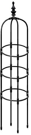Metal Garden Obelisk Climbing Plant, Flowers Steel Frame Trellis Vines Floral Decor Black Yard Round Weather-Proof Metal