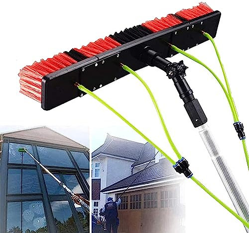 3-12m Window Cleaning Pole, Water Fed Telescopic Brush, Window Cleaner Kit, Extendable Solar Panel Washing Equipment Cleaning (Clear 8m)