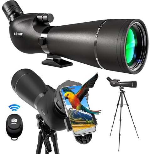 Gosky 20-60x85 Spotting Scope with Full Size Tripod,Phone Adapter,Bluetooth Camera Remote,Waterproof Spotter scopes for Target Shooting,Bird Watching,Travel,Hiking