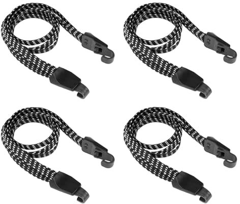 OSDUE 3 en 1 Pulpos Elásticos con Ganchos, 4 Piezas Cinchas de Amarre Ajustable Correas de Alta Resistencia Tensor de Equipaje para Bicicleta, Moto Casco, Portabicicletas, Equipaje, 65cm
