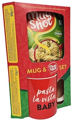 Branded Mug & Mug Shot Set Includes 2 Pasta spirals Dishes Creamy Cheese Sauce & Roast Chicken Flavours Sauce for Kids & Adults
