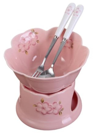 FLCPJGV Juego de ollas para derretir Chocolate, Estufa Rosa, Cuenco Rosa