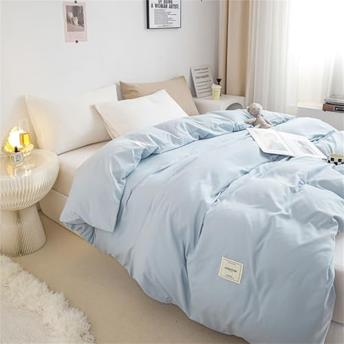 Odot Housses de Couettes 150x200cm 180x220cm 200x230cm 220x240cm, Housse de Couette Microfibre Douce avec Fermeture Eclair pour Adulte Enfant - Couleur Unie (150x200cm,Bleu Clair)