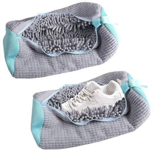 FYSL 2er Pack Schuhwaschbeutel für Waschmaschine, Schuhe Waschbeutel, Wiederverwendbar & Reißfest - Schont Schuhe & Verhindert Beschädigungen (Grau)