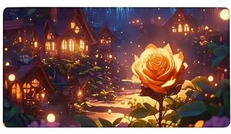 Village Tapis de Souris XXL 600x300X0.3MM, Tapis de Souris Fleur Motif Bords Cousus Désign, Imperméable Tapis Souris avec Base en Caoutchouc Antidérapante pour Bureau Decoration, Cadeau Femme -1723