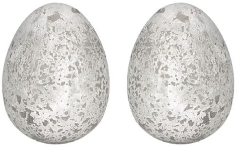 Posiwio dekoratives frühlingshaftes Deko-Ei Keramik-Ei Oster-Ei Keramik in Creme-Grauer Steinoptik in 2 verschieden Größen (2 x klein)