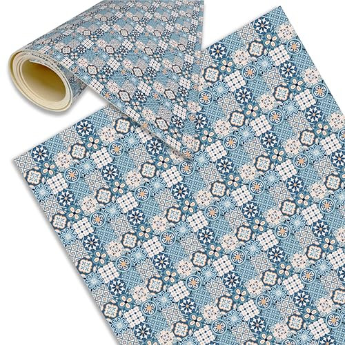 DECORA TU MUNDO - Alfombra Cocina Lavable Antideslizante - Hidraulica- Alfombra vinilica Cocina para Salon - Baño - Pasillo o Terraza - Vinilo Ideal para Exterior (Turquesa Cuadro Pequeño 240x60 cm)