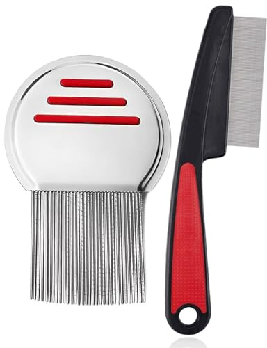 CULEB 2 Pezzi Pettine Professionale Pidocchi e Lendini,Rimuove Efficacemente Pidocchi per Bambini, Adulti, Animali Domestici,Lendini,Pettine Antipidocchi in Acciaio Inossidabile Ultra Sottile