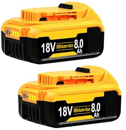 2-Pack/Pieces 8.0Ah Lithium Batteries Replacement for Dewalt 18V Battery Compatible with Dewalt Battery DCB184 DCB200 DCB1820 DCB181 DCB182 DCB201 DCB200-2 Cordless Power Tool