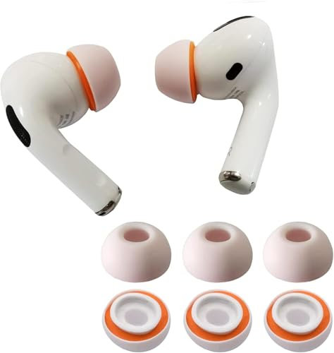 KASOTT Upgraded Best Memory Foam Ear Tips for AirPods Pro 1st & 2nd Gen | Comfortable Foam Ear Tips | Better Noise Cancellation | 3 Pairs Replacement Tips (Orange, Medium)