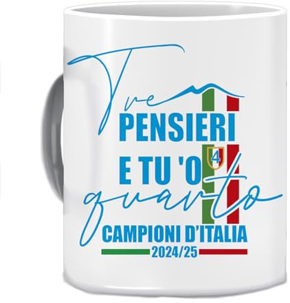MOCHEIA SHOP Tazza Napoli Campione Scudetto 2024/2025 in Ceramica - da latte thè caffè - Tifoso Napoletano.
