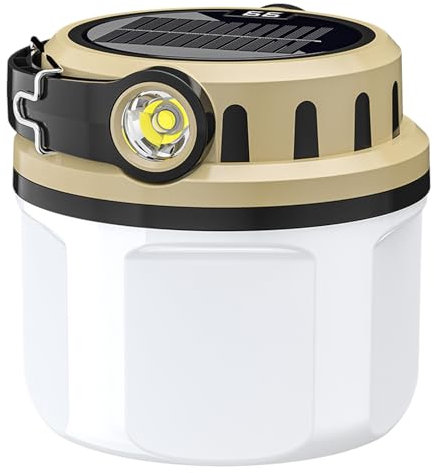 Camping Lantern, Waterproof Solar Powered Lamp, Portable Outdoor Gear for Backpacking Adventures, Lighting Solution with 4 Brightness Modes Fishing Hiking and Camping Trips