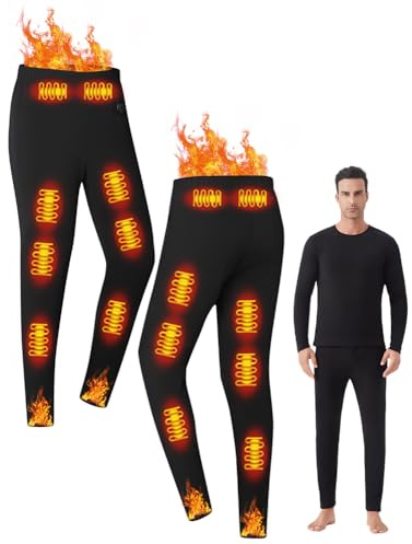 APTBJKUiU Ropa Interior térmica Unisex con calefacción eléctrica.Camiseta con 26 Zonas de Calor y pantalón con 16 Conexión USB y DC,3 Niveles de Temperatura Ideal para Acampar y Hacer Senderismo