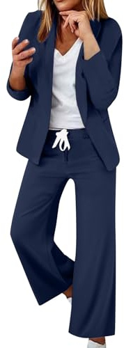 Tuta Oversize Donna Set Da Cerimonia Aperto Davanti Colletto Manica Lunga Completo Ufficio Casual Taglie Forti Complete Due Pezzi Giacca E Pantaloni Tuta Da Cocktail Comoda Per Business E Matrimoni