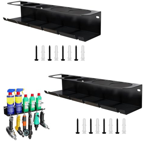 Yilceemy 2 pièces Support de canette, Étagères pour Bouteilles Pulvérisateurs, Mural pour Flacons Pulvérisateurs, 5 trous et 6 fentes, convient aux garages et aux magasins
