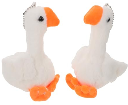 UPKOCH 2 Stück Plüsch Gänse Puppen mit Kette, Weiche Anhänger | Greifautomat und Klassenzimmer Präsente, Niedliches Design, für Kinder und Sammler Zufällige Farbe