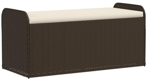 Outdoor Storage Bench with Cushion Patio Rattan Deck Box Storage Box for Furniture Cushion Garden Tools