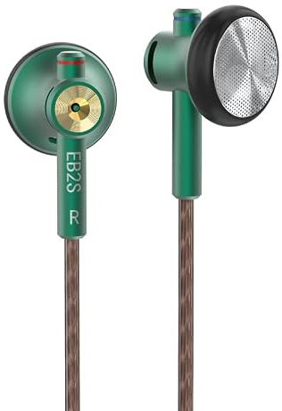 NICEHCK Balanced Wired Earbuds with 4.4mm Plug, HiFi Flat Head Earphones with 15.4mm Dynamic Driver, Audiophile Open-Ear Headphones for Android Phones, Music Players & Laptops, Green, No Mic