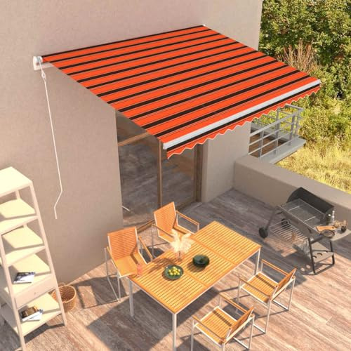 ACAGALA Tenda da sole elettrica, 400 x 300 cm, con braccio articolato, con manovella e telecomando, tenda da sole motorizzata, protezione solare per terrazza, balcone, giardino, arancione e marrone