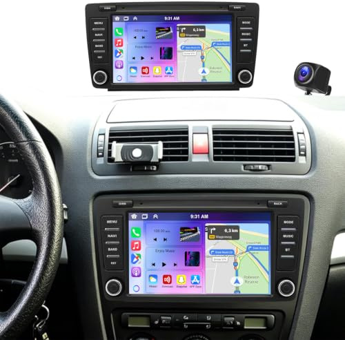 2+64G 8 Zoll Touchscreen Android 14 Autoradio für Skoda Octavia 2004-2012 | 2 Din Autoradio für Octavia mit Wireless CarPlay Android Auto WiFi Bluetooth GPS FM/RDS SWC AHD Rückfahrkamera Plug & Play