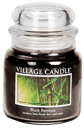 Village Candle Duftkerze im Glas, groß, 14 x 10 cm, 899 g, Duft Black Bamboo (dt.: schwarzer Bambus), Brenndauer bis zu 105 Std.