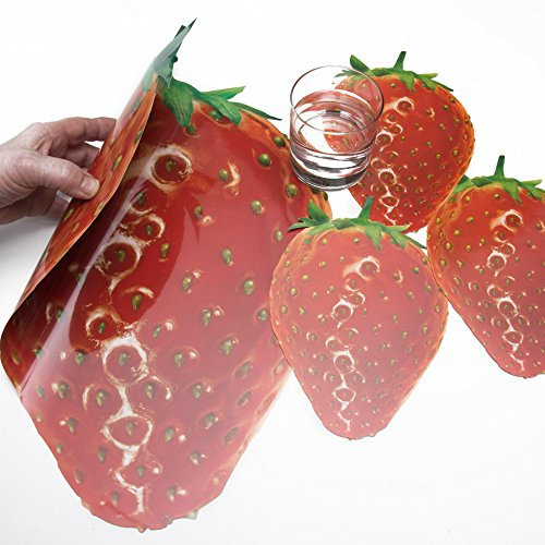 Rosemarie Schulz® 6 Tischsets-Platzsets Motiv Erdbeere Rot + 6 Glasuntersetzer