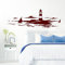 Grandora Skyline Küstenlandschaft Leuchtturm I dunkelrot 90 x 30 cm I Bad Wohnzimmer Schlafzimmer Aufkleber Wandaufkleber Wandsticker Modern W974