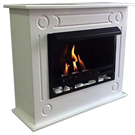 Ethanol und Gelkamin Kamin Modell Loris Premium XL Weiss Hochglanz - neues Modell 2015