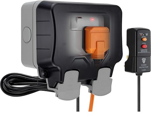 BG Electrical Outdoor Weatherproof Double Switched Socket Kit with RCD Plug and 3 Metres of Cable, IP66 Rated, 13 Amp