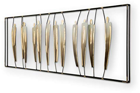 House of Arts 3D Metallbild Wandbild Umano Wanddeko 120x45cm in Gold