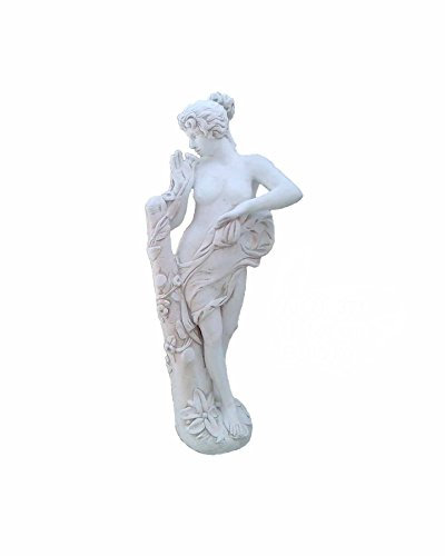 Antikes Wohndesign Nackte Frauenfigur Skulptur Gartenfigur Steinfigur Höhe: 120cm Weiß Grau