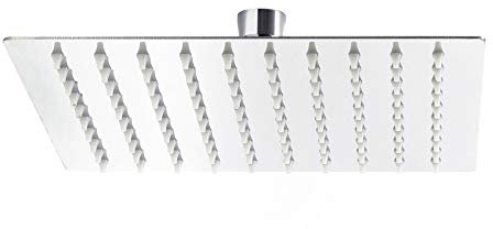 Wiltec Pommeau de douche Carré 30x30cm Tête de douche Jet Effet pluie Acier inoxydable Accessoire salle de bains Spa à domicile