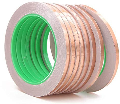 8PCS Copper Foil Tapes, Dual-Sided Conductive Adhesive for EMI Shielding, Slug Repellent, Paper Circuits, Electrical Repairs, Grounding, Crafts