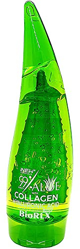 BioRLX 99% Purity Aloe Vera Gel with Collagen and Hyaluronic Acid for Face, Body and Hair & Soothing, Moisture, After-Sun, Aftershave, Dry Skin 8.5 fl.oz., 250 ml