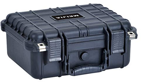 MEIJIA Portable All Weather Waterproof Protective Hard Case,Camera Case with Customizable Foam, Fit Use of Drones, Camera, Equipments, Pistols, Elegant Black,13.35 x11.63x5.98inches