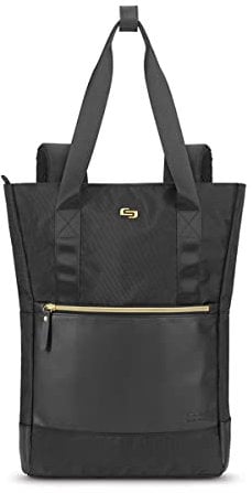 Solo New York Women's Parker Hybrid Backpack Tote Messenger Bag, Black Gold, 16X15X4.5 UK