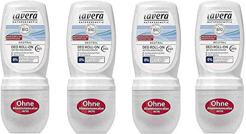 Lavera Neutral Deo Roll On, Bio, medizinische Hautpflege, 4 x 50ml