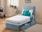 Sleep Factory - 3FT Single Divan Bed with Mattress - 196cm x 91cm Adults or Kids Bed & Mattress Sets - Luxury Plush Single Mattress, Bed Base with Drawers & Headboard - 2 Drawers, Sky Blue