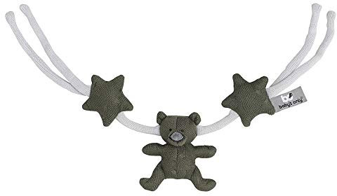 Baby's Only - Kinderwagenkette - Mit gestricktem Spielzeug - Für Kinderwagen oder Autositz - Khaki/Silbergrau