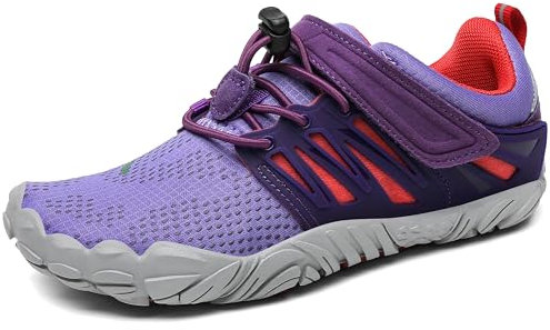 SAGUARO Niños Niño Niña Zapatillas Barefoot Zapatos Minimalistas Transpirables Calzado Barefoot Antideslizante Zapatillas de Trail Running Morado,Gr.34