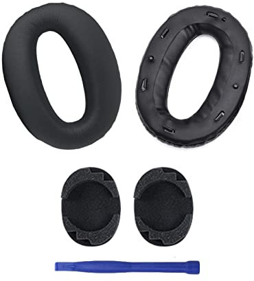 Aiivioll WH-1000XM2 Ohrpolster, Kompatibel mit Sony WH-1000XM2 & MDR-1000X Kopfhörer, Headset Ohrpolster Ersatzteile, Memory Foam Protein Leder-Ohrpolster,Ohrmuscheln, Reparaturteile(schwarz)