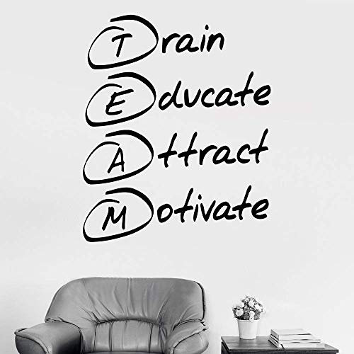 Vinyl Wandtattoo Büro Motivation Zitat Team Aufkleber Wandbild Team Work Gear Inspiration Aufkleber Wandbild Büro Dekoration 42X50Cm