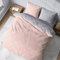 CÔTE DECO PD15429 Parure de lit avec Housse de Couette 220x240 cm + 2 Taies d'oreiller 63x63cm pour lit pour 2 Personnes géométrique Rose et Gris 100% Coton