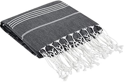 Mixibaby Strandtuch XXL100% Baumwolle Hamamtuch Badetuch Saunatuch Peshtemal 100x180cm, Farbe:Schwarz