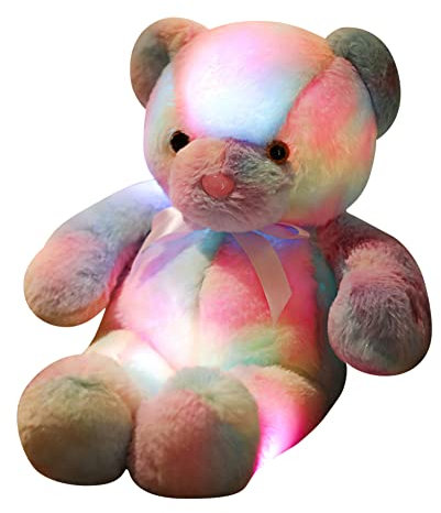 ikasus LED Plüsch Bär Kuschel Plüschtier, 50CM Niedliche Leuchtende Luminous Plüschbär Stofftier Kuscheltier Kissen Puppe für Kinder Erwachsene, Kuschelkissen Party Dekokissen