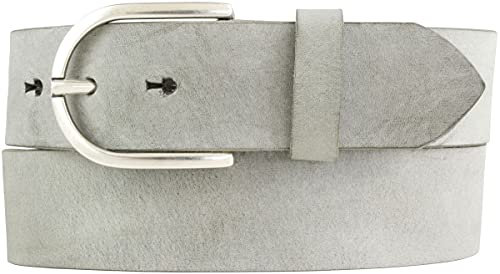 BELTINGER Damen-Gürtel aus weichem Vollrindleder Vintage-Look 4 cm | Jeans-Gürtel für Damen 40mm | Ledergürtel Used-Look | Hellgrau 110cm