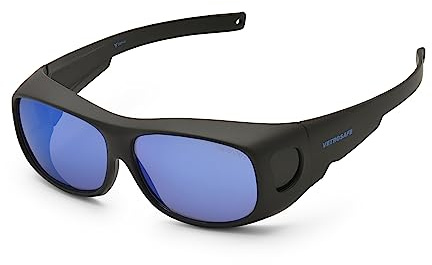 VetroSafe X2 Guardian OTG Glassworking Z87+ Schutzbrille für Flammenarbeiten, Lampworking, Glasblasen, 95% IR-Blockierung, Blaulicht-Block, Blitz-Blaue Linse