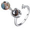 Personalisierter Foto Projektions Ringe Ich liebe dich 100 Sprachen Ring Benutzerdefinierte Foto 925 Sterling Silber Ringe Offener Verstellbarer Blume Ringe Schmuck Geschenk für Frauen Mädchen