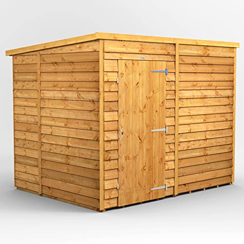 Powersheds High Grade Premium Pent Overlap Wooden Shed, Security Features, Door Flexibility, made from 10 mm Extra Thick Timber (Windowless)